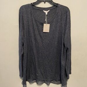 LC Lauren Conrad Blouse Size XL Layered Scoop Neck Casual Flowy Office Slouchy